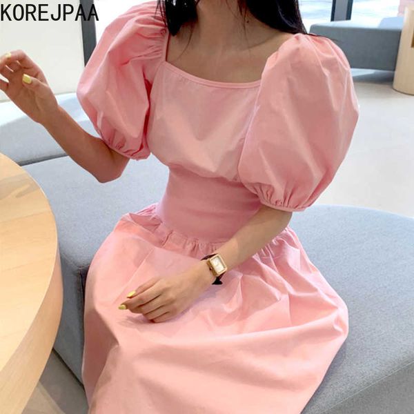 korejpaa women dress summer korean chic french temperament square-neck waist-slimming lace-up backless puff sleeve vestidos 210526, Black;gray
korejpaa women dress summer korean chic french temperament square-neck waist-slimming lace-up backless puff sleeve vestidos 210526, Black;gray