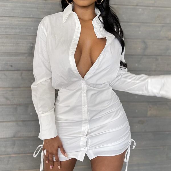 casual dresses chronstyle white button up shirt dress 2021 women spring autumn fashion drawstring long sleeve bodycon mini vestidos, Black;gray
casual dresses chronstyle white button up shirt dress 2021 women spring autumn fashion drawstring long sleeve bodycon mini vestidos, Black;gray