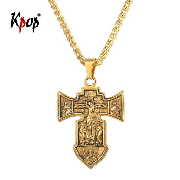 pendant necklaces kpop cross necklace russian orthodox christian jewelry stainless steel gold color inri crucifix men p3241, Silver
pendant necklaces kpop cross necklace russian orthodox christian jewelry stainless steel gold color inri crucifix men p3241, Silver