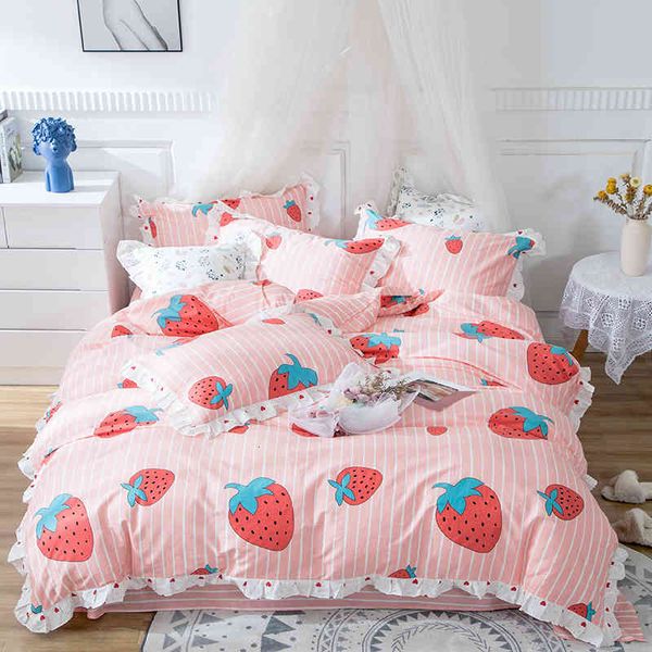 bedding sets four-piece strawberry pink linen quilt simple cotton double household cover dormitory 2pun 
bedding sets four-piece strawberry pink linen quilt simple cotton double household cover dormitory 2pun