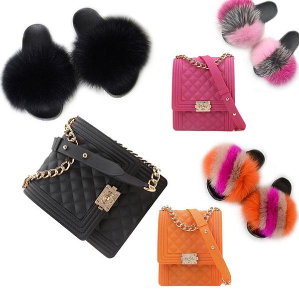 women real fur slippers ladies furry sandals female fluffy flip flops girl's fashion jelly small square bag slides sets, Black
women real fur slippers ladies furry sandals female fluffy flip flops girl's fashion jelly small square bag slides sets, Black