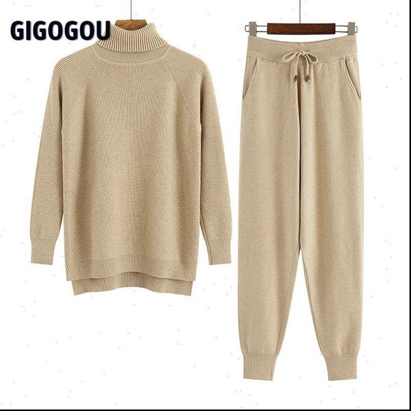 2 pieces set knitted women tracksuits tracksuit turtleneck sweater carrot jogging pants pullover chic outwear, Gray
2 pieces set knitted women tracksuits tracksuit turtleneck sweater carrot jogging pants pullover chic outwear, Gray