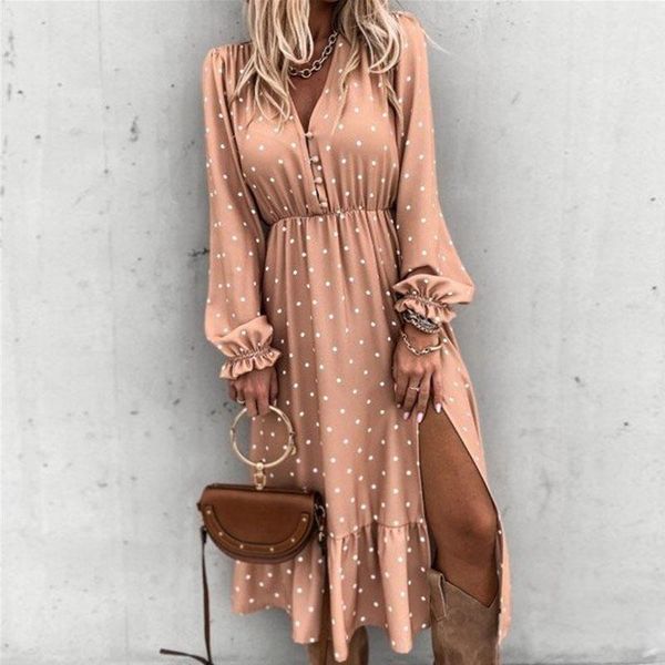elegant women v-neck polka dot print dress spring autumn long sleeve split dresses girls ankle-length party vestidos casual, Black;gray
elegant women v-neck polka dot print dress spring autumn long sleeve split dresses girls ankle-length party vestidos casual, Black;gray