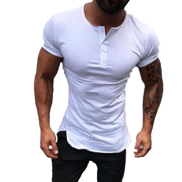 casual fashion male slim fit short sleeve t-shirt men stylish buttons tee fitness round neck tshir men's t-shirts, White;black
casual fashion male slim fit short sleeve t-shirt men stylish buttons tee fitness round neck tshir men's t-shirts, White;black