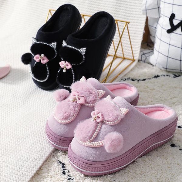slippers women warm winter cute cartoon cotton home female plush indoor shoes bowtie thick bottom house, Black
slippers women warm winter cute cartoon cotton home female plush indoor shoes bowtie thick bottom house, Black