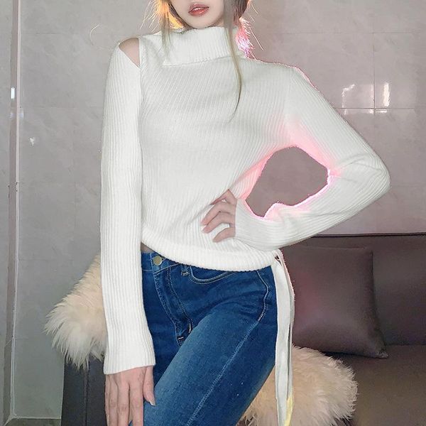 women's sweaters 2021 european style autumn white slim fashion irregular off-shoulder long-sleeved sweater crop, White;black
women's sweaters 2021 european style autumn white slim fashion irregular off-shoulder long-sleeved sweater crop, White;black