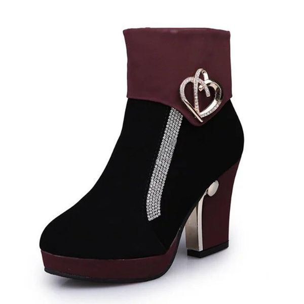 boots women's ankle suede thick with shoes round head rhinestone side zipper slimming fashion, Black
boots women's ankle suede thick with shoes round head rhinestone side zipper slimming fashion, Black