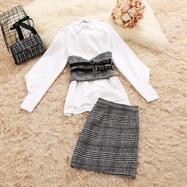 women's two piece pants women 3 set tweed tassel perspective chiffon shirt high waist belt+ gold double-breasted mini skirt suit, White
women's two piece pants women 3 set tweed tassel perspective chiffon shirt high waist belt+ gold double-breasted mini skirt suit, White