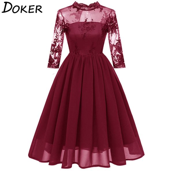 women elegant lace chiffon evening party dress fashion hollow o-neck dresses ladies vintage embroidered midi a-line dress 210423, Black;gray
women elegant lace chiffon evening party dress fashion hollow o-neck dresses ladies vintage embroidered midi a-line dress 210423, Black;gray