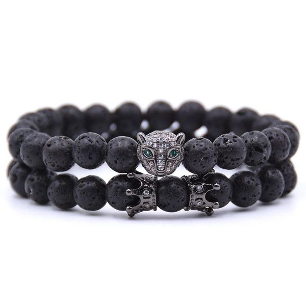 beaded, strands 8mm black beaded leopard head zirconia crown and bar charm bracelet men's stone bead valentine jewelry
beaded, strands 8mm black beaded leopard head zirconia crown and bar charm bracelet men's stone bead valentine jewelry
