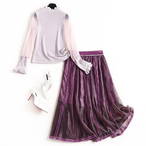 two piece dress elegant work suit 2021 spring autumn fashion office set women ruffled long sleeve knit pullover+midi a line skirt, White
two piece dress elegant work suit 2021 spring autumn fashion office set women ruffled long sleeve knit pullover+midi a line skirt, White