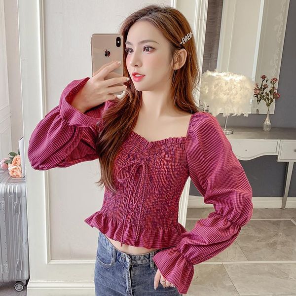 women's blouses & shirts coigarsam fashion full shirt womens spring plaid puff sleeve high waist women red yellow 5200, White
women's blouses & shirts coigarsam fashion full shirt womens spring plaid puff sleeve high waist women red yellow 5200, White