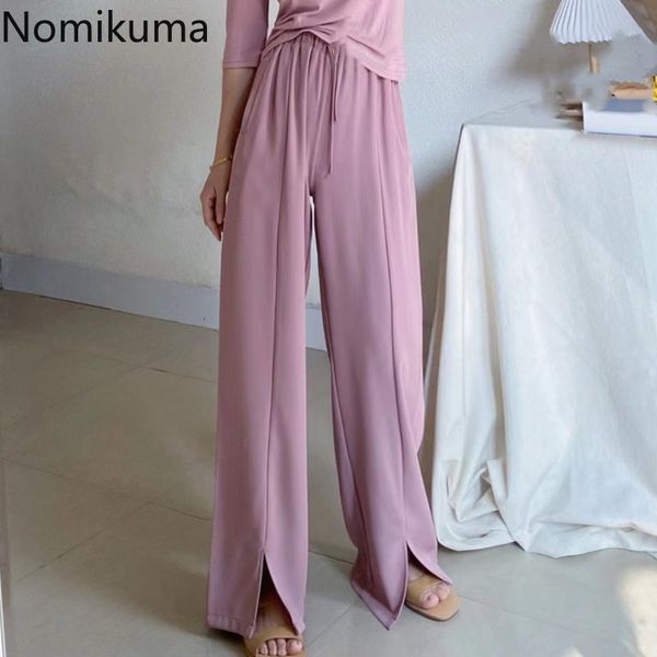 nomikuma korean solid causal women pants lace up stretch high waist long trousers new split wide leg pants mujer 6g281 210427, Black;white
nomikuma korean solid causal women pants lace up stretch high waist long trousers new split wide leg pants mujer 6g281 210427, Black;white