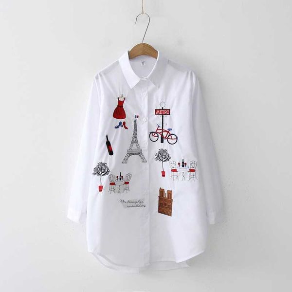 

women white shirt plus size japan style brief long sleeve cotton cartoon embroidery blouse blusas mujer de moda 210601