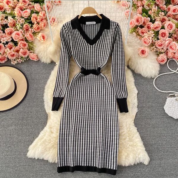 casual dresses singreiny women retro plaid knitted dress fashion korean elastic slim autumn winter bodycon streetwear sweater 2021, Black;gray
casual dresses singreiny women retro plaid knitted dress fashion korean elastic slim autumn winter bodycon streetwear sweater 2021, Black;gray