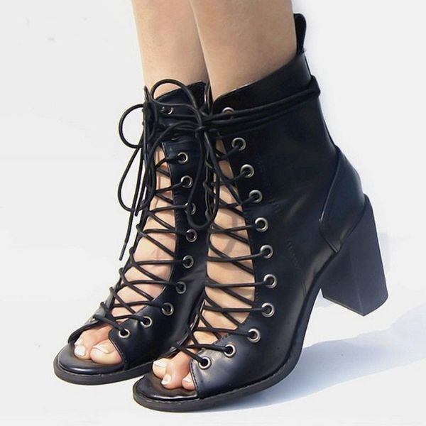 sandals cut-out ankle women real po lace-up peep toe square chunky heels shoes black/brown fashion gladiator beat quality
sandals cut-out ankle women real po lace-up peep toe square chunky heels shoes black/brown fashion gladiator beat quality