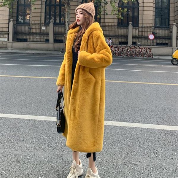 women's fur & faux winter korean version casual long coat 2021 fashion loose hooded overcoat sleeve thick warm female jq1091, Black
women's fur & faux winter korean version casual long coat 2021 fashion loose hooded overcoat sleeve thick warm female jq1091, Black