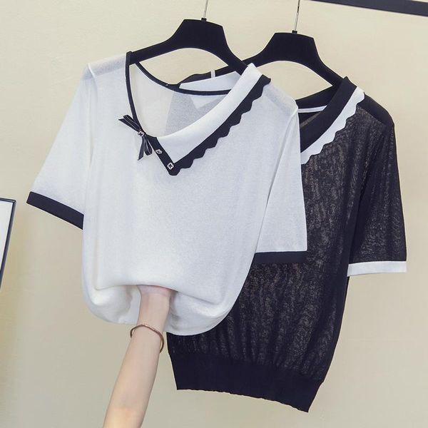 women's sweaters pullovers women oversize 4xl irregular patchwork single breasted casual knitting design elegant korean style chic, White;black
women's sweaters pullovers women oversize 4xl irregular patchwork single breasted casual knitting design elegant korean style chic, White;black