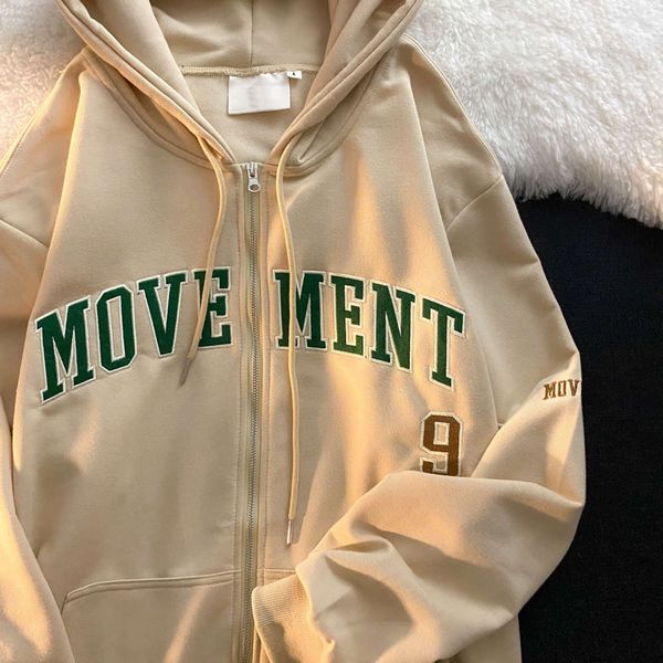 high street letter embroidered sweater hooded cardigan autumn thin loose coat fashion, Black;brown
high street letter embroidered sweater hooded cardigan autumn thin loose coat fashion, Black;brown