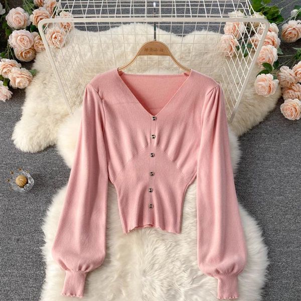women's sweaters b843 women 2021 autumn winter fashion v-neck single-breasted knit sweater slim long sleeve solid color pullover, White;black
women's sweaters b843 women 2021 autumn winter fashion v-neck single-breasted knit sweater slim long sleeve solid color pullover, White;black