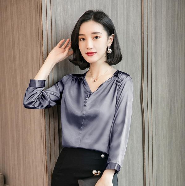 women's blouses & shirts blusas mujer de moda 2021 women blouse shirt solid color bottoming long sleeves fall v collar imitation silk 1, White
women's blouses & shirts blusas mujer de moda 2021 women blouse shirt solid color bottoming long sleeves fall v collar imitation silk 1, White