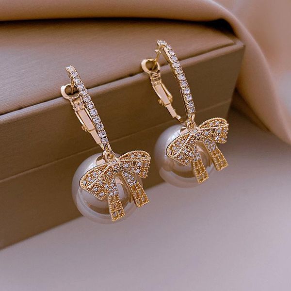 dangle & chandelier elegant round imitation pearl bow earrings dazzling cz women engagement wedding graceful accessories fashion, Silver
dangle & chandelier elegant round imitation pearl bow earrings dazzling cz women engagement wedding graceful accessories fashion, Silver
