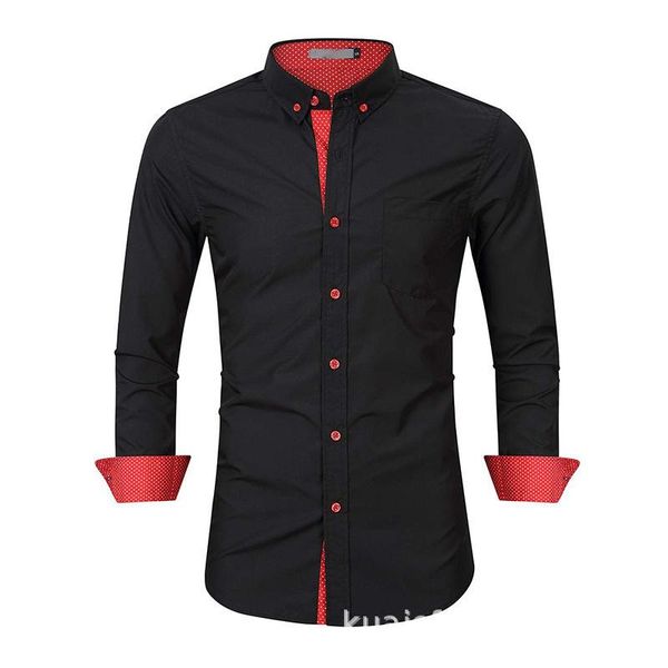 men's casual shirts 2021 autumn winter shirt lapel cotton long sleeve, White;black