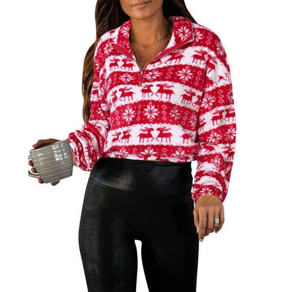 women's sweaters 2021 winter women christmas deer print sweater long sleeve high collar zipper plush pullover loose, White;black
women's sweaters 2021 winter women christmas deer print sweater long sleeve high collar zipper plush pullover loose, White;black