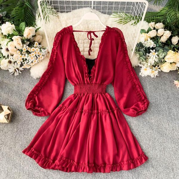 casual dresses ladies 2021 spring fashion womens clothing beach style long sleeve red v-neck a-line ruffled chiffon short dress women, Black;gray
casual dresses ladies 2021 spring fashion womens clothing beach style long sleeve red v-neck a-line ruffled chiffon short dress women, Black;gray