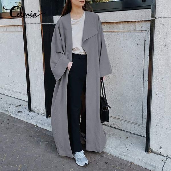 women's trench coats celmia 2021 fashion women autumn winter long sleeve lapel windbreaker casual loose solid elegant outerwear oversiz, Tan;black
women's trench coats celmia 2021 fashion women autumn winter long sleeve lapel windbreaker casual loose solid elegant outerwear oversiz, Tan;black