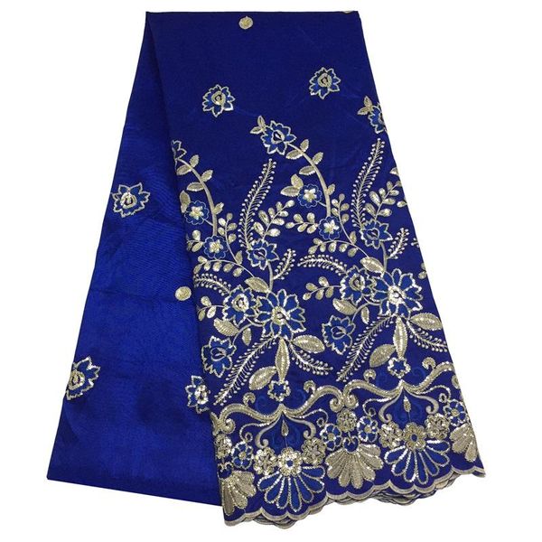 ribbon latest nigerian sequins wax george lace fabric flower embroidered african for diy clothing, Pink;blue