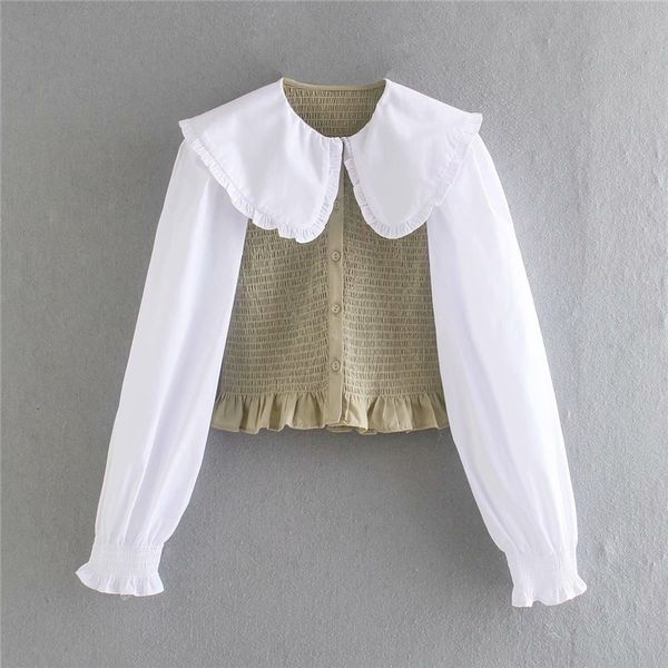 women's knits & tees women fashion patchwork coffee color spring elastic short blouse chic lady white peter pan collar long sleeve
women's knits & tees women fashion patchwork coffee color spring elastic short blouse chic lady white peter pan collar long sleeve