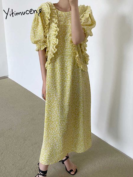 yitimuceng floral print dresses for women summer korean fashion boho long dress puff sleeve edible tree fungus yellow black 210601, Black;gray
yitimuceng floral print dresses for women summer korean fashion boho long dress puff sleeve edible tree fungus yellow black 210601, Black;gray