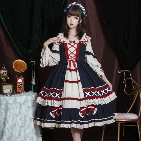 cute dress girls lolita op dress flouncing lace trim japanese harajuku kawaii long sleeves doll dress fairy vestidos 12518, Red
cute dress girls lolita op dress flouncing lace trim japanese harajuku kawaii long sleeves doll dress fairy vestidos 12518, Red