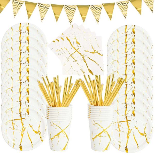 disposable dinnerware marble bronzing birthday tableware set table decoration gold paper cups plates for baby shower wedding party supplies
disposable dinnerware marble bronzing birthday tableware set table decoration gold paper cups plates for baby shower wedding party supplies