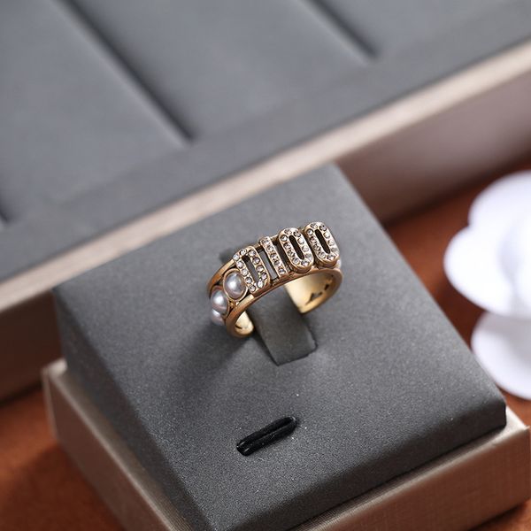 new d family ring cd letter open pearl female dijia style diamond, Silver
new d family ring cd letter open pearl female dijia style diamond, Silver