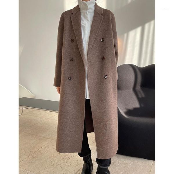 women's wool & blends solid autumn vintage classic double-faced cashmere coat woolen female long coats winter overcoat women clothes, Black
women's wool & blends solid autumn vintage classic double-faced cashmere coat woolen female long coats winter overcoat women clothes, Black