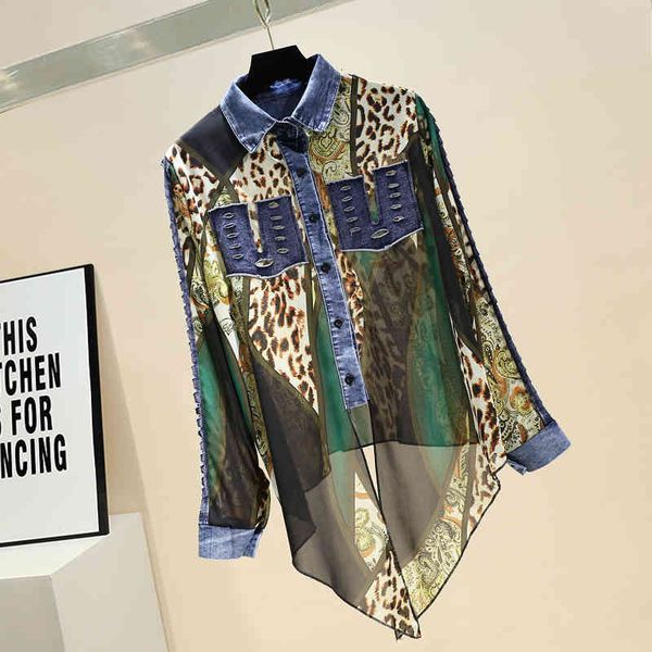 blouses fashion for woman summer denim stitching leopard chiffon shirt women's long sleeve blouse blusas mujer de moda, White
blouses fashion for woman summer denim stitching leopard chiffon shirt women's long sleeve blouse blusas mujer de moda, White