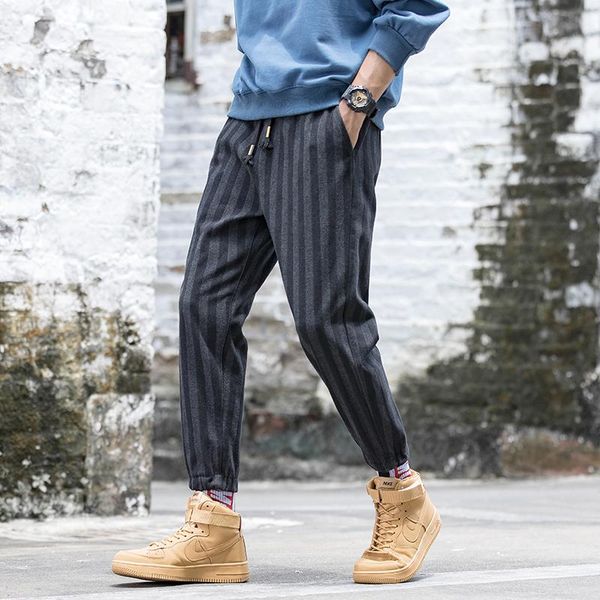 men's pants stylish men striped lace-up casual ankle-lengths pencil summer daily comfortable slim fit long trousers, Black
men's pants stylish men striped lace-up casual ankle-lengths pencil summer daily comfortable slim fit long trousers, Black