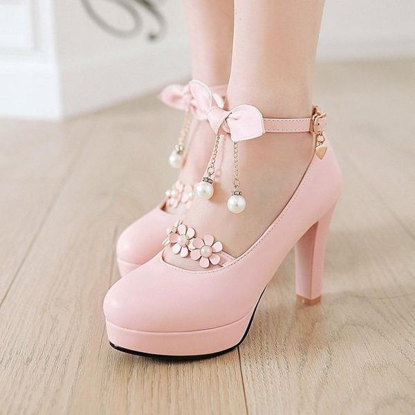 dress shoes lovely women pink bow flower pearl ankle strap pumps spring high platform square heels woman party wedding w, Black
dress shoes lovely women pink bow flower pearl ankle strap pumps spring high platform square heels woman party wedding w, Black