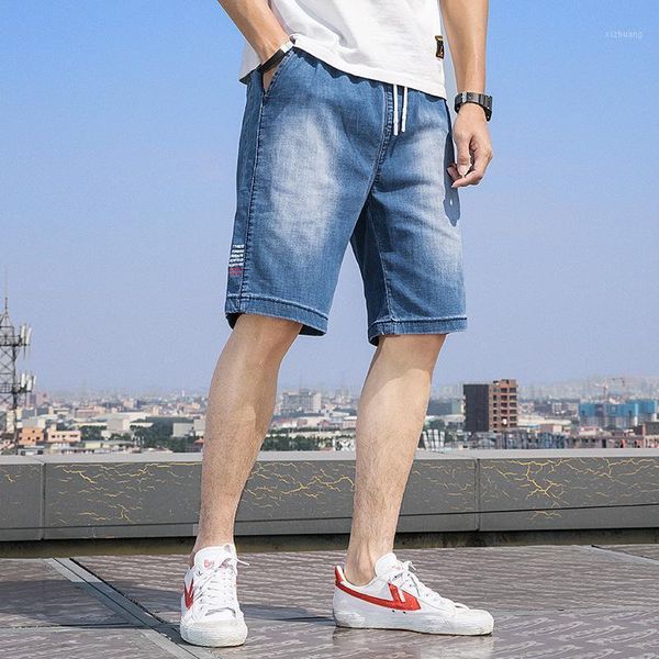 men's jeans summer thin stretch denim shorts loose and fat plus size elastic waist 5-point harlem breeches fashion, Blue
men's jeans summer thin stretch denim shorts loose and fat plus size elastic waist 5-point harlem breeches fashion, Blue