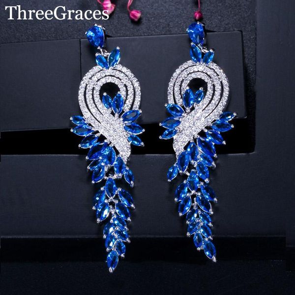 dangle & chandelier threegraces luxury women wedding earrings jewelry dark blue cz crystal big long drop leaf earring for brides er050, Silver
dangle & chandelier threegraces luxury women wedding earrings jewelry dark blue cz crystal big long drop leaf earring for brides er050, Silver