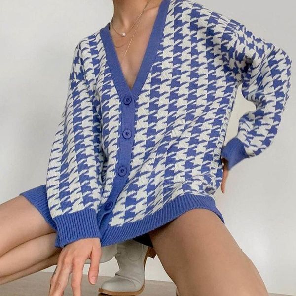 women's knits & tees long-sleeved knitted jacket houndstooth v-neck loose single-breasted sweater casual cardigan breathable2021autumn, White
women's knits & tees long-sleeved knitted jacket houndstooth v-neck loose single-breasted sweater casual cardigan breathable2021autumn, White
