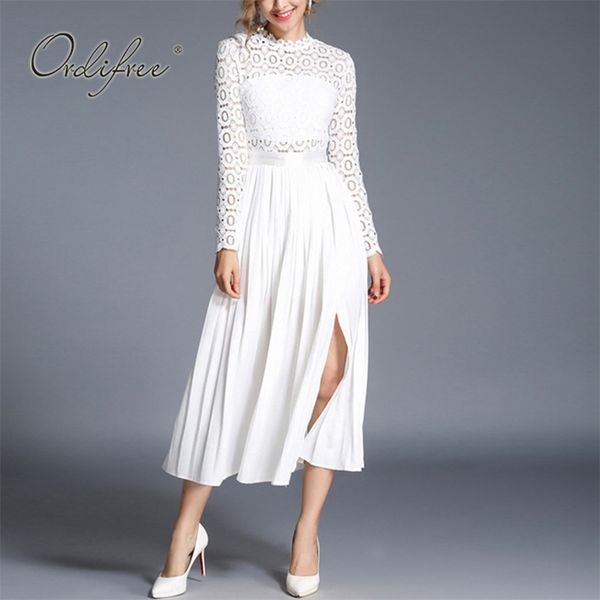 summer elegant women midi party dress long sleeve white lace split pleated 210513, Black;gray
summer elegant women midi party dress long sleeve white lace split pleated 210513, Black;gray
