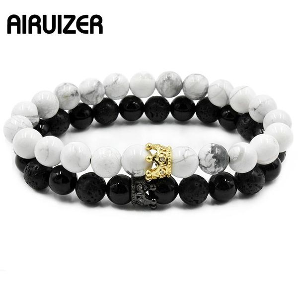 charm bracelets fashion men's bracelet women distance from black and white beads cz crown prince charming stone lovers, Golden;silver
charm bracelets fashion men's bracelet women distance from black and white beads cz crown prince charming stone lovers, Golden;silver