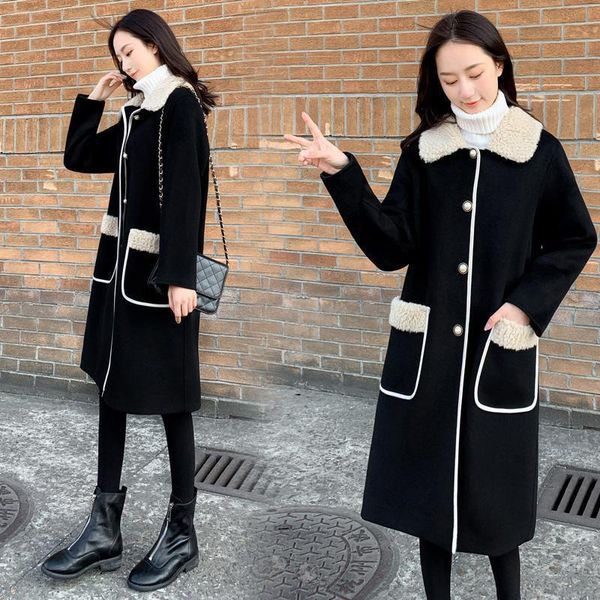 women's wool & blends mid-length autumn winter women coat fashion korean loose woolen single breasted casual outerwea female r853, Black
women's wool & blends mid-length autumn winter women coat fashion korean loose woolen single breasted casual outerwea female r853, Black