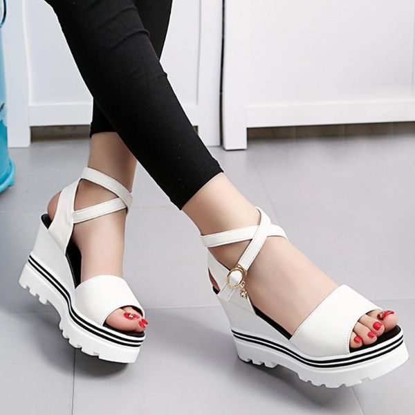 women summer solid color white elegant pumps high platform sandals roman strap buckle wedges ladies casual peep toe, Black
women summer solid color white elegant pumps high platform sandals roman strap buckle wedges ladies casual peep toe, Black