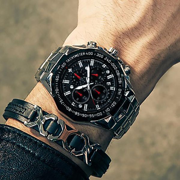 wristwatches watches men black sports chronograph clock fashion military big quartz full steel wristwatch reloj hombre, Slivery;brown
wristwatches watches men black sports chronograph clock fashion military big quartz full steel wristwatch reloj hombre, Slivery;brown