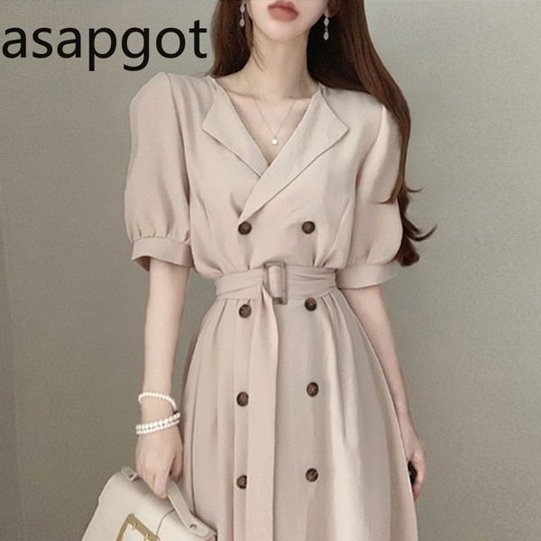 korean chic retro lapel double-breasted puff sleeve white elegant long dress with belt women summer clothes black bandage 210429, Black;gray
korean chic retro lapel double-breasted puff sleeve white elegant long dress with belt women summer clothes black bandage 210429, Black;gray