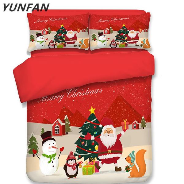 bedding sets decor 3d snowman winter red christmas tree duvet cover pillowcase for kids 3pcs king bedclothes bedroom